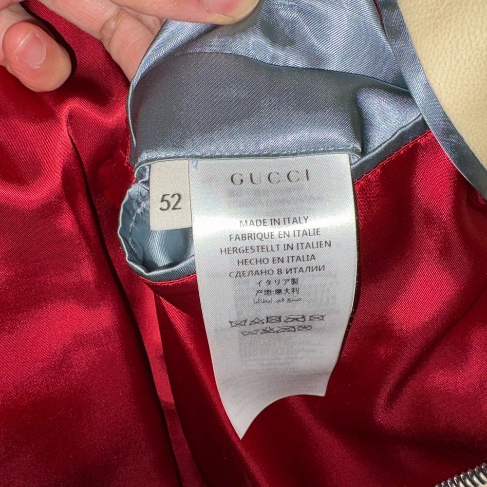 Gucci Mens Exclusive White Hand painted Floral Studded Leather Jacket - Picture 10 of 10